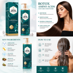 Eunomia Botox Amino Acids Sulfate Free Shampoo 1000ml – Deep Repair & Frizz Control for Dry, Damaged, Color-Treated & Keratin-Treated Hair