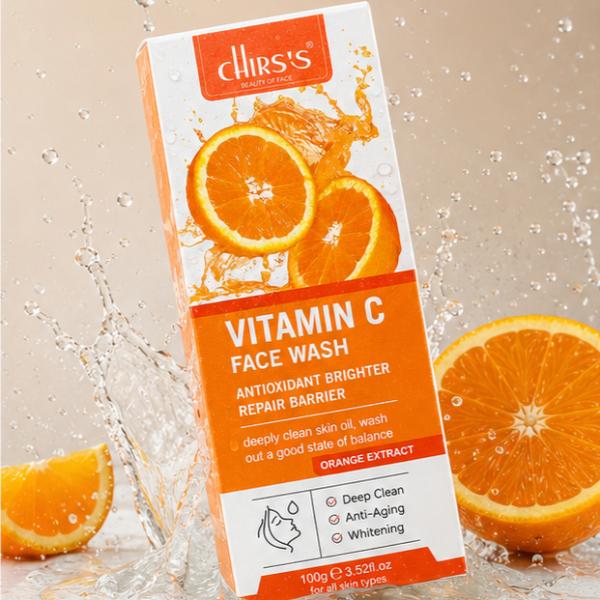 Chris's Beauty Vitamin C & Orange Extract Face Wash – Deep Cleansing, Brightening Facial Cleanser for Daily Use, Removes Oil, Dirt & Impurities