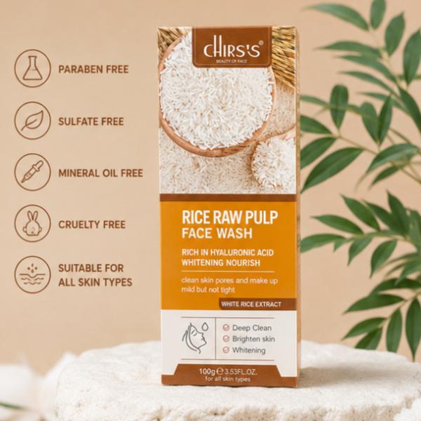 Chris’s Beauty Rice Raw Pulp Face Wash with Hyaluronic Acid 100g Brightening Deep Clean