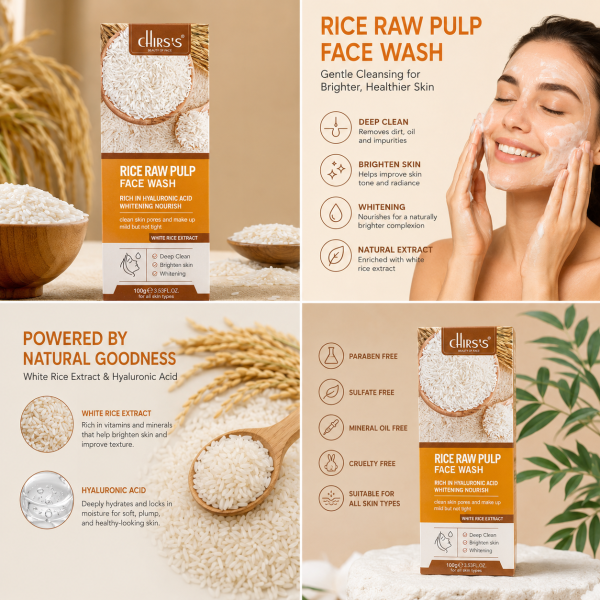 Chris’s Beauty Rice Raw Pulp Face Wash with Hyaluronic Acid 100g Brightening Deep Clean