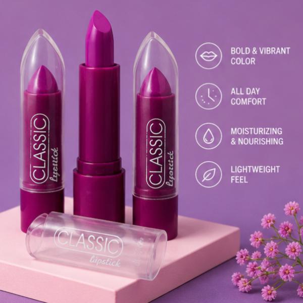 Classic Lipstick Creamy Matte Finish Long Lasting Rich Color Lip Makeup