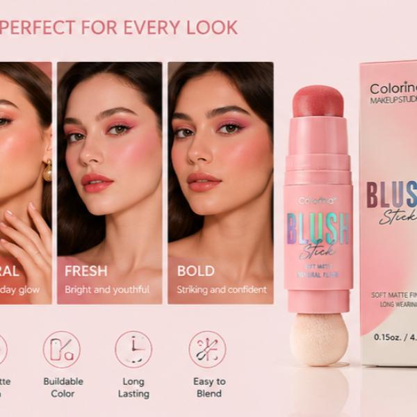Colorina Makeup Studio Blush Stick Soft Matte Finish Long-Wearing 4.5g