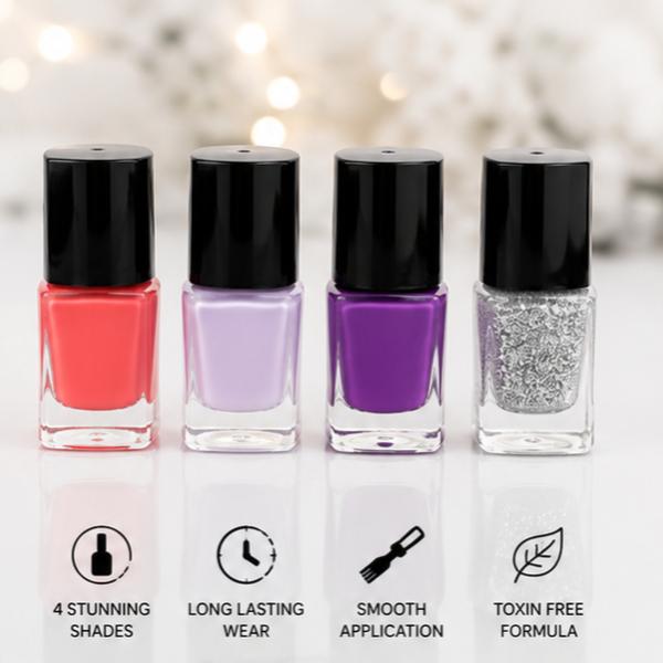 Cover Style 4 Stunning Shades Nail Polish Set Long Lasting Glossy Nail Colors
