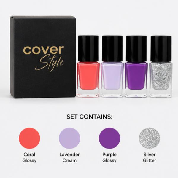 Cover Style 4 Stunning Shades Nail Polish Set Long Lasting Glossy Nail Colors