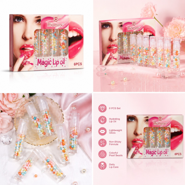 FFIOMROR Magic Lip Oil Set 6PCS Hydrating Nourishing Glossy Lip Care Collection