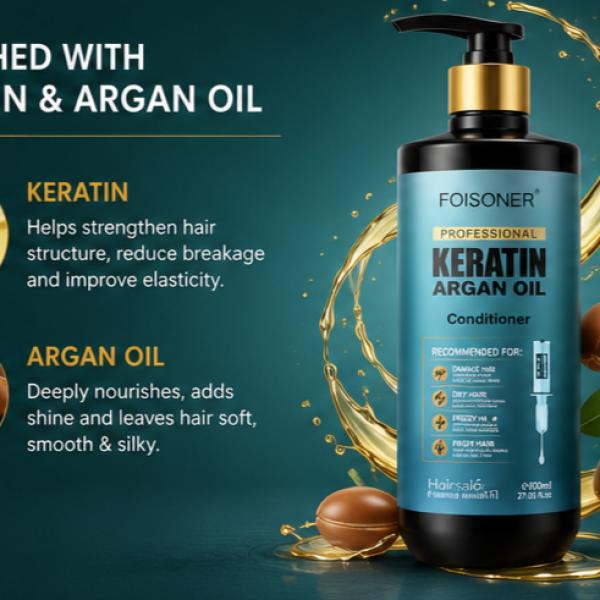 Foisoner Professional Keratin & Argan Oil Conditioner – Salon Repair Hair Care