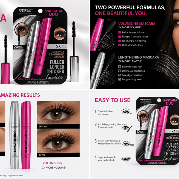 Her Own Beauty Mascara Duo Lengthening & Volumizing 2-Piece Curling Mascara