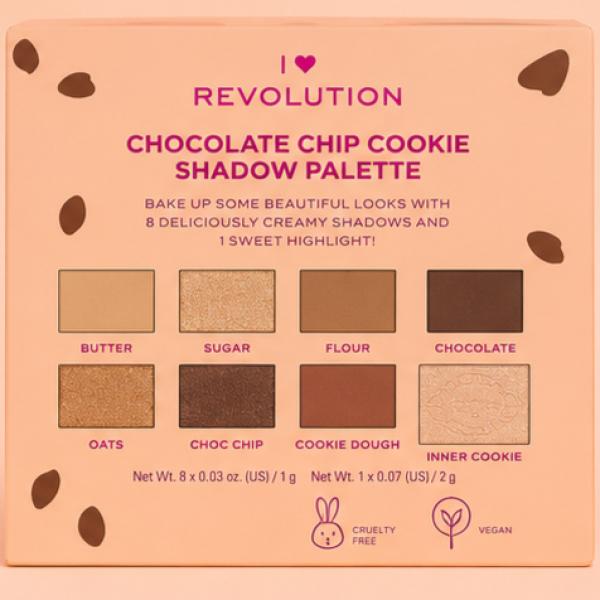 I Love Revolution Chocolate Mmm Cookie Eyeshadow Palette Matte & Shimmer Shades
