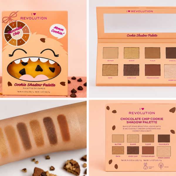 I Love Revolution Chocolate Mmm Cookie Eyeshadow Palette Matte & Shimmer Shades