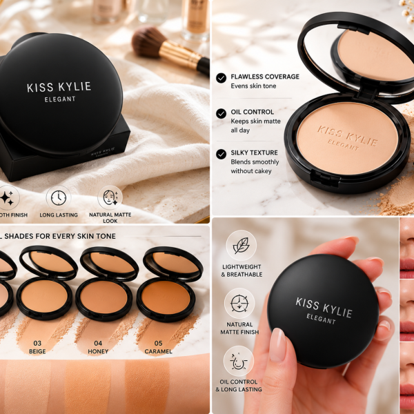 Kiss Kylie Elegant Bare Air Cushion BB Cream 10g – Lightweight Matte Foundation with Puff