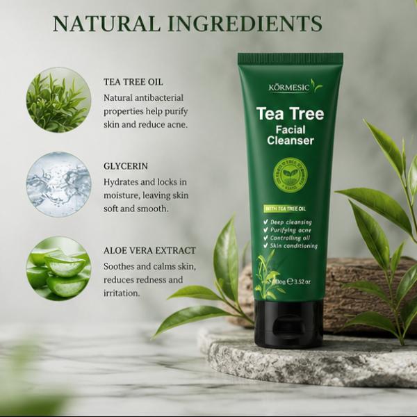 Kormesic Tea Tree Facial Cleanser with Tea Tree Oil Deep Cleansing Oil Control Face Wash
