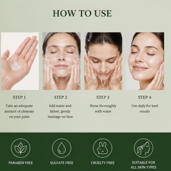 Kormesic Tea Tree Facial Cleanser with Tea Tree Oil Deep Cleansing Oil Control Face Wash