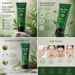 Kormesic Tea Tree Facial Cleanser with Tea Tree Oil Deep Cleansing Oil Control Face Wash