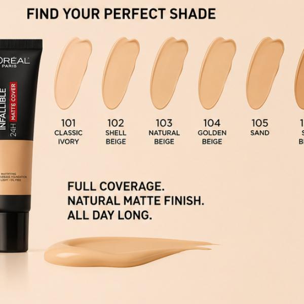L’Oréal Paris Infallible 24H Matte Cover Foundation – Full Coverage Oil Control