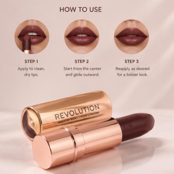Makeup Revolution London Satin Kiss Lipstick Vampire Creamy Satin Finish Lip Color