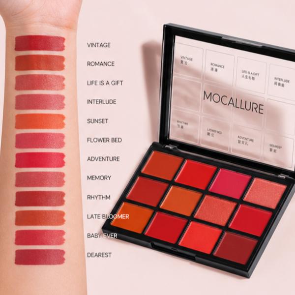 Mocallure Powder Kiss Matte Lipstick Palette 12 Colors Long Lasting Velvet Finish