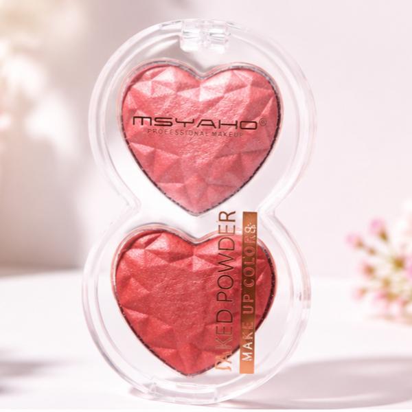 MSYAHO Heart Duo Baked Powder Makeup – Dual Color Face Powder Compact for a Soft Radiant Natural Finish