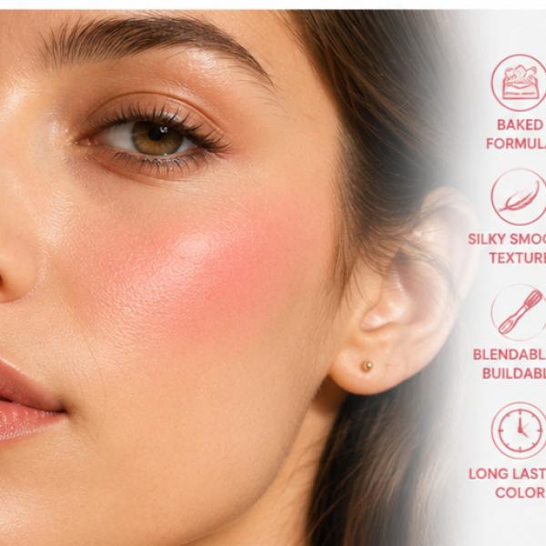 MSYAHO Heart Duo Baked Powder Makeup – Dual Color Face Powder Compact for a Soft Radiant Natural Finish