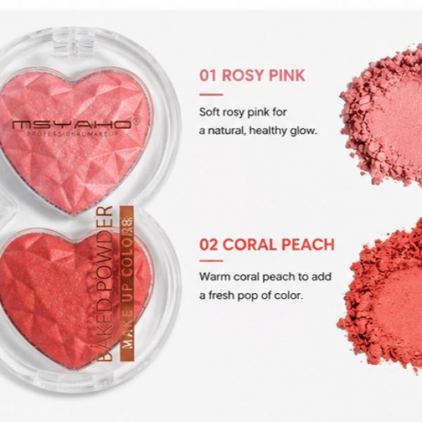 MSYAHO Heart Duo Baked Powder Makeup – Dual Color Face Powder Compact for a Soft Radiant Natural Finish