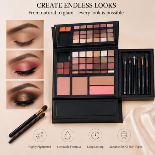 Nora Flowers All-in-1 Makeup Palette Notebook Beauty Kit Multi-Color Cosmetics Set