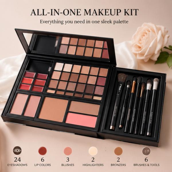 Nora Flowers All-in-1 Makeup Palette Notebook Beauty Kit Multi-Color Cosmetics Set