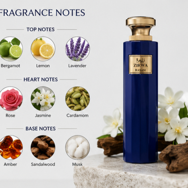 Rasasi Zirwa Eau de Parfum 100ml Long Lasting Luxury Fragrance for Men