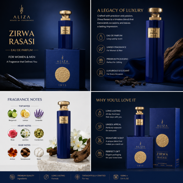 Rasasi Zirwa Eau de Parfum 100ml Long Lasting Luxury Fragrance for Men