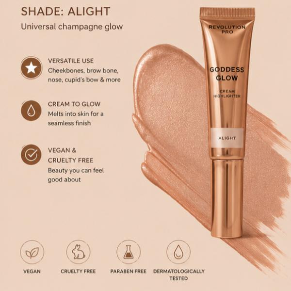 Revolution Pro Goddess Glow Cream Highlighter Alight Radiant Illuminating Face Highlighter