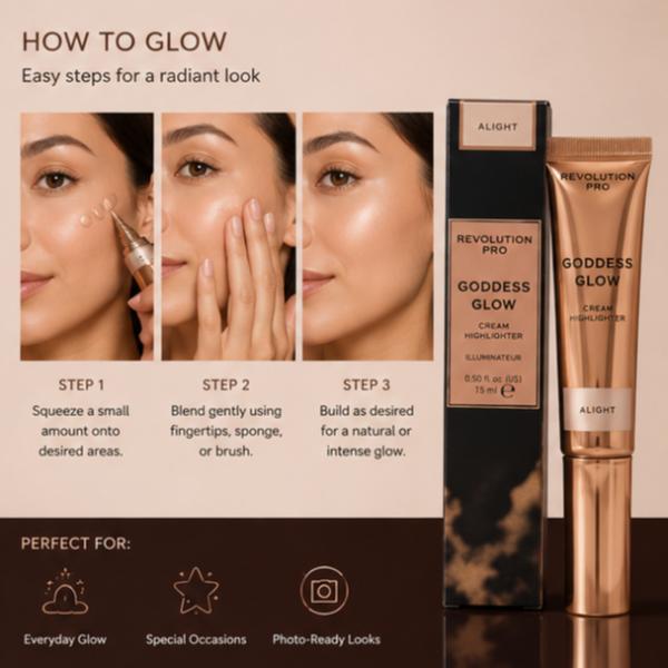 Revolution Pro Goddess Glow Cream Highlighter Alight Radiant Illuminating Face Highlighter