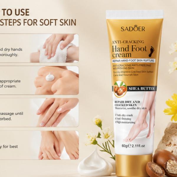 SADOER Anti-Cracking Hand & Foot Cream Shea Butter Repair Moisturizing Nourishing Skin Care