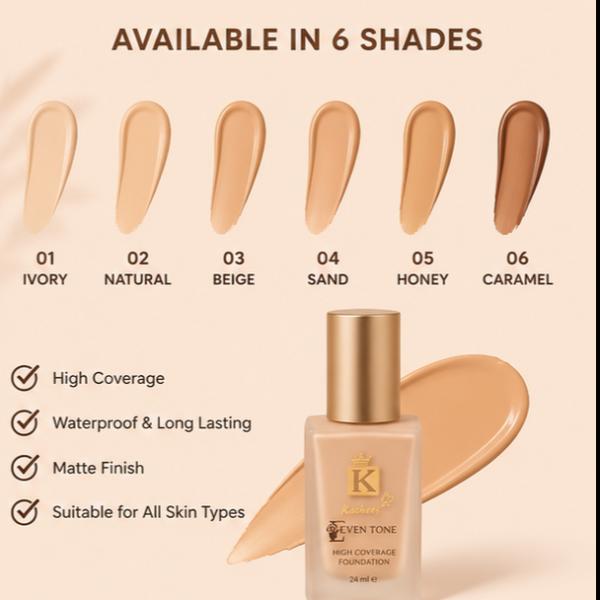 TN Kacheesy K Kachees Even Tone High Coverage Foundation 24ml Waterproof Long Wear