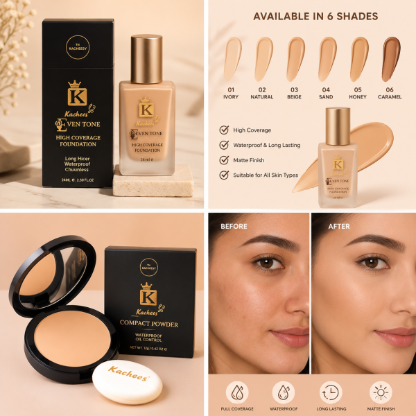 TN Kacheesy K Kachees Even Tone High Coverage Foundation 24ml Waterproof Long Wear