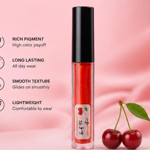 Vibrant Red Gloss Lip Gloss High Shine Glossy Finish Hydrating Lip Makeup