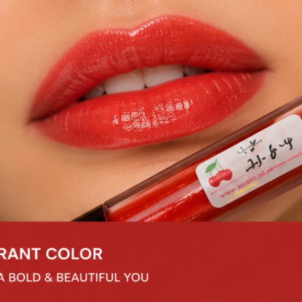 Vibrant Red Gloss Lip Gloss High Shine Glossy Finish Hydrating Lip Makeup