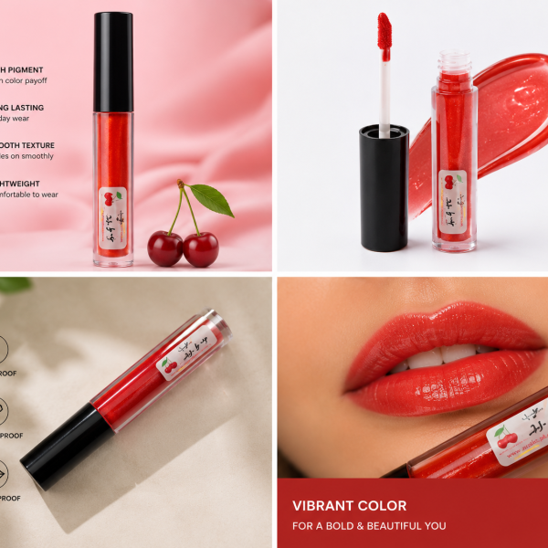 Vibrant Red Gloss Lip Gloss High Shine Glossy Finish Hydrating Lip Makeup