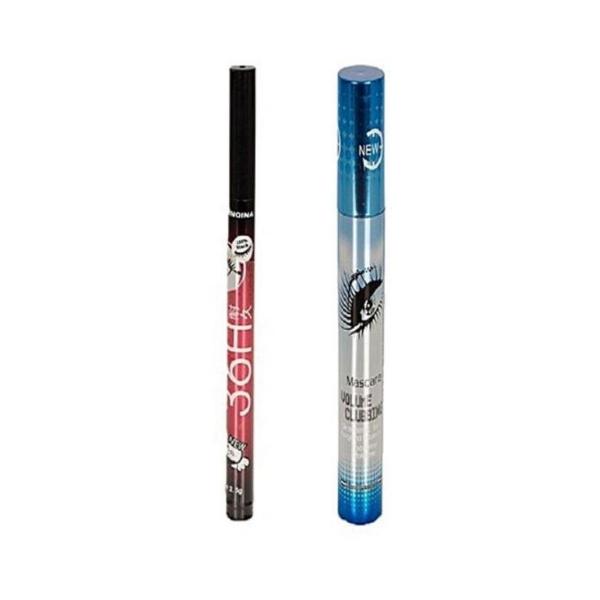 Pack of 2 Black Waterproof Volumizing Mascara and Marker Eyeliner Set