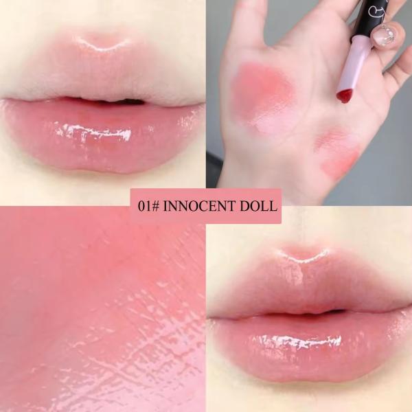 Gege Bear Heart-Shaped Moisturizing Lip Gloss & Solid Lipstick Set - 6 Shades with Vibrant Color and Hydration