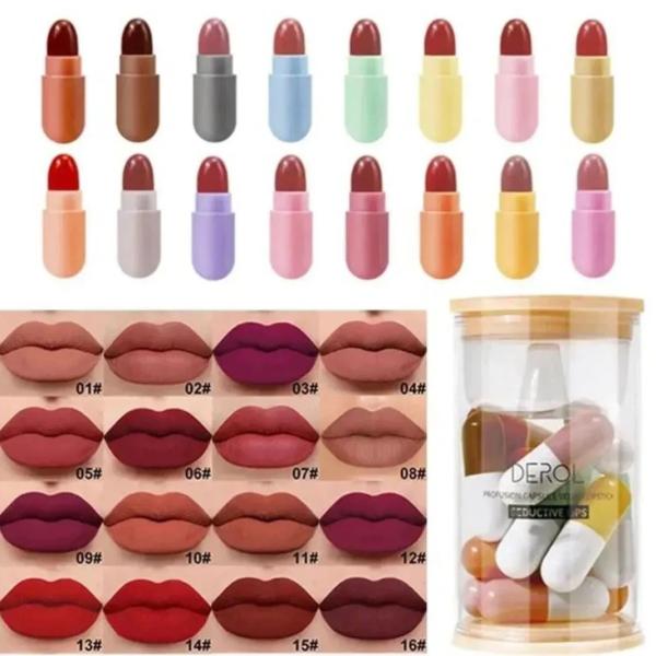 Mini Matte Lipstick Set - Portable Capsules with Vibrant Long-Lasting Colors