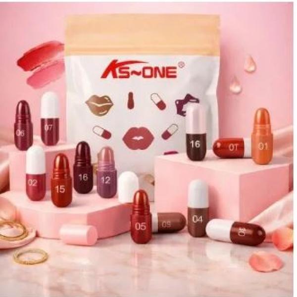 18-Piece Mini Capsule Lipstick Set - 18 Vibrant Colors, Matte Velvet Finish, Waterproof and Long-Lasting