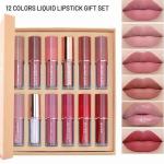 Lip Gloss Book Kit – 12-Piece Set of Moisturizing Matte Liquid Lipsticks, 2.5ml Each