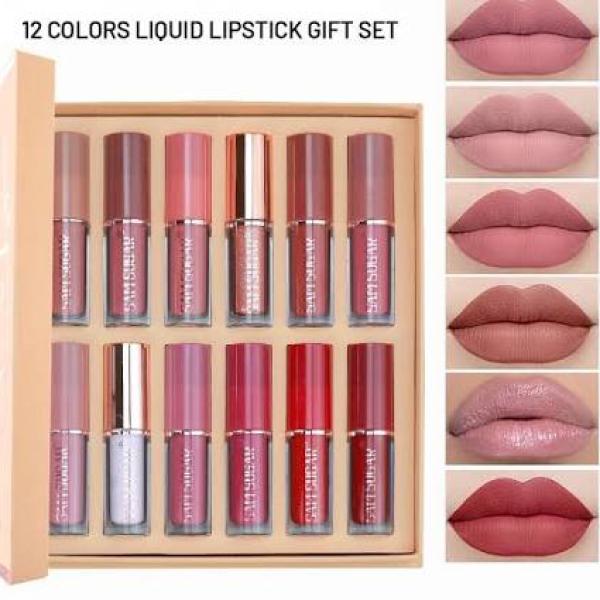 Lip Gloss Book Kit – 12-Piece Set of Moisturizing Matte Liquid Lipsticks, 2.5ml Each