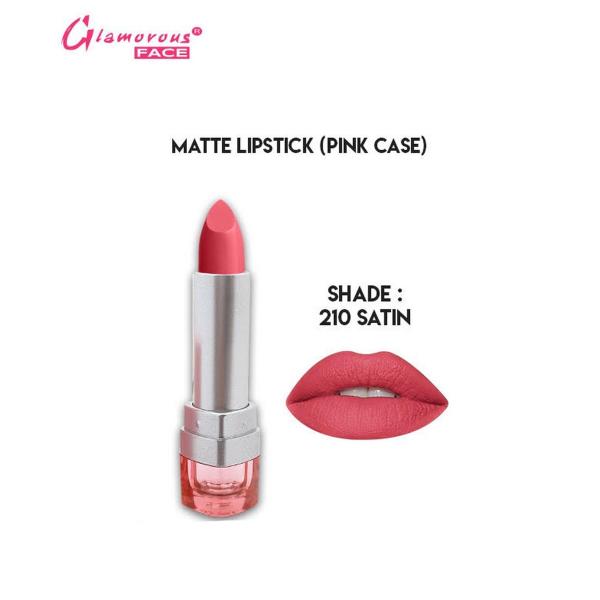 Glamorous Face Matte Lipstick with Vitamin E & Aloe Vera - Pink Case