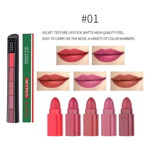 Renée FAB 5 5-In-1 Waterproof Velvet Matte Lipstick Stick - Long-Lasting, Multi-Shade Compact