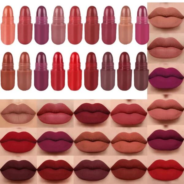 Mini Lipstick Set with 18 or 12 Colors - Caramel Matte Velvet Long-Lasting Waterproof Makeup