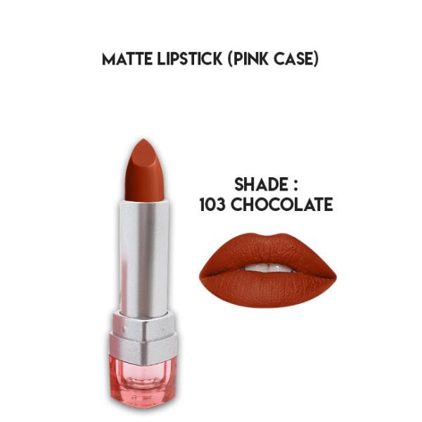 Glamorous Face Matte Lipstick with Vitamin E & Aloe Vera - Pink Case