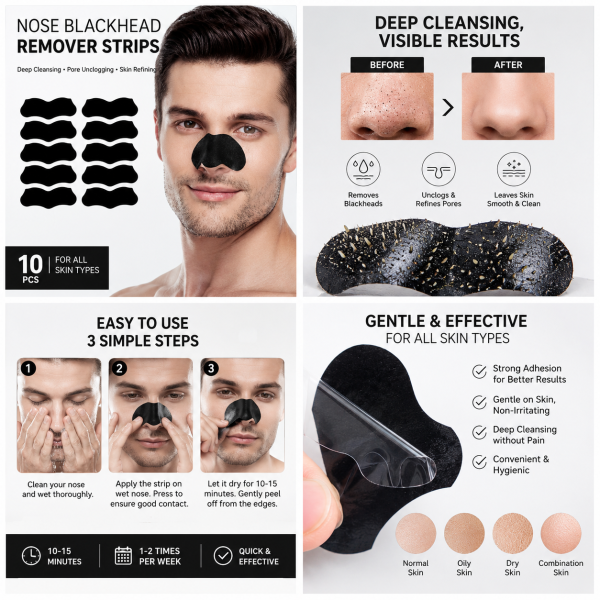 10 Pcs Nose Blackhead Remover Strips Deep Cleansing Pore Refining Mask