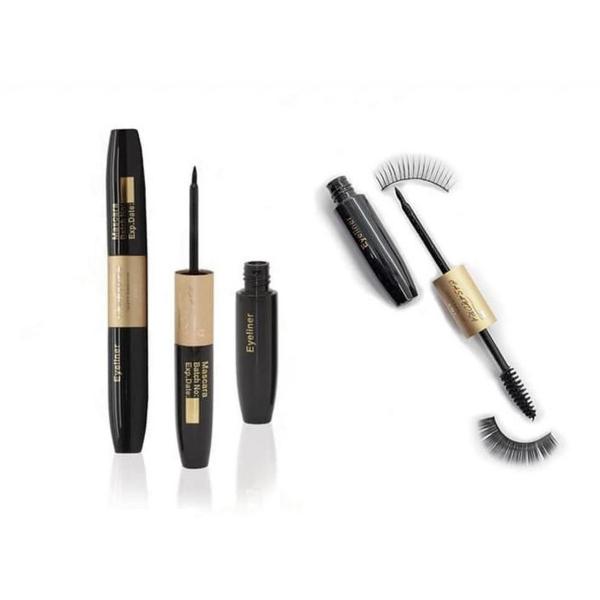 2-in-1 Waterproof Eyeliner and Mascara in Deep Black – Smudge-Proof, Long-Lasting Bold Eye Makeup