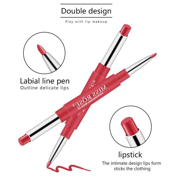 MISS ROSE 2-in-1 Lip Liner and Lipstick - Waterproof, High Pigment
