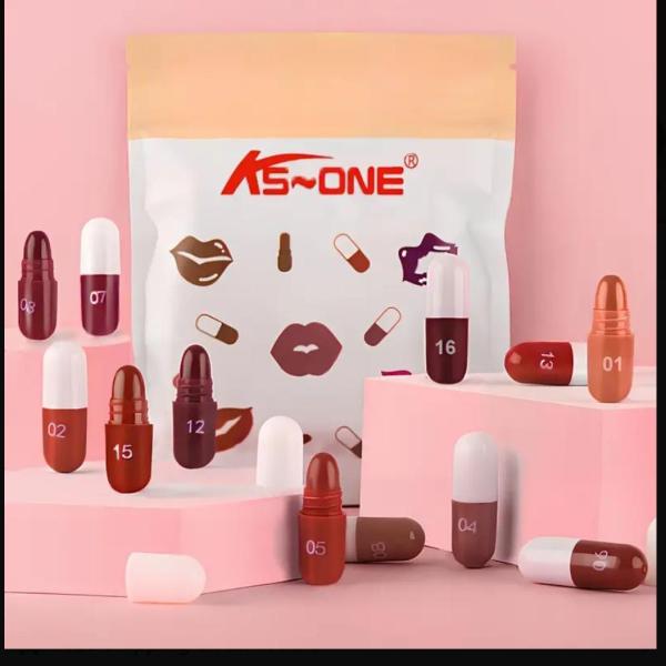 18-Piece Mini Capsule Lipstick Set - 18 Vibrant Colors, Matte Velvet Finish, Waterproof and Long-Lasting