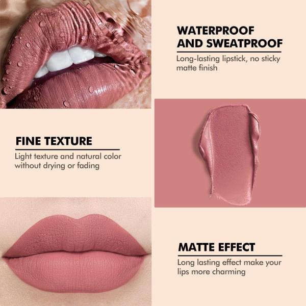 Mocallure 12 Matte Liquid Lipstick Set - Waterproof, Long-Lasting 2.5ml Each